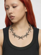 Punk Grunge Goth Rivet Splice Chain Geometric Necklace & Bracelet