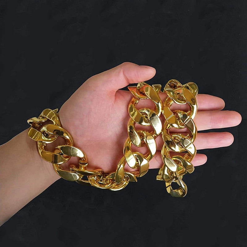 Hip Hop Gold Color Big Acrylic Chunky Chain Necklace For Men Punk Oversized Large Plastic Link Chain Men's Jewelry