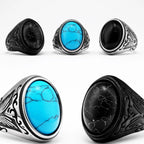 Black Turquoise Ring — Stainless Steel