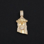 Two-Tone Iced Out Jesus Face Pendant Necklace