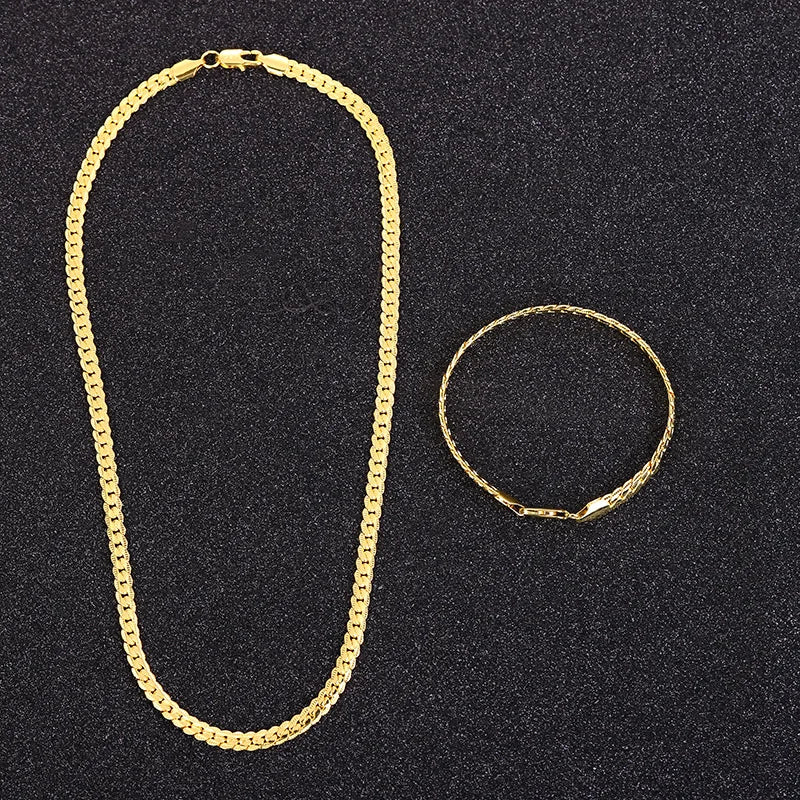 Snake Bone Chain Bracelet — 5MM Flat Weave, Gold-Tone
