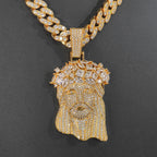 Iced Out Jesus Pendant Gold Cuban Chain 12MM