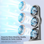 TINSOL New Portable USB Rechargeable Three-Head Fan – 360° Circulation, 5-Speed Wind, Dormitory and Outdoor Desktop Fan