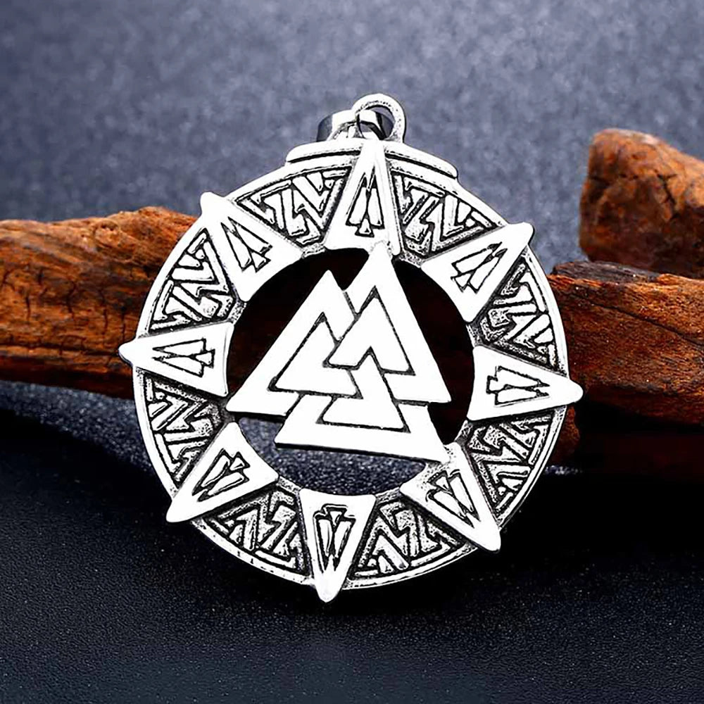 Vintage Stainless Steel Nordic Vikings Pendant For Men Slavic Amulet Pagan Solar Symbol Slavic Wheel Necklaces Fashion