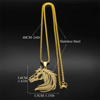 Black Horse Head Pendant Necklace — Stainless Steel
