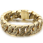 Stainless Steel 17MM Wide Chain Man Bracelet Homme Gold Color Metal Strap Men's Bracelets For Man Products 7.9"