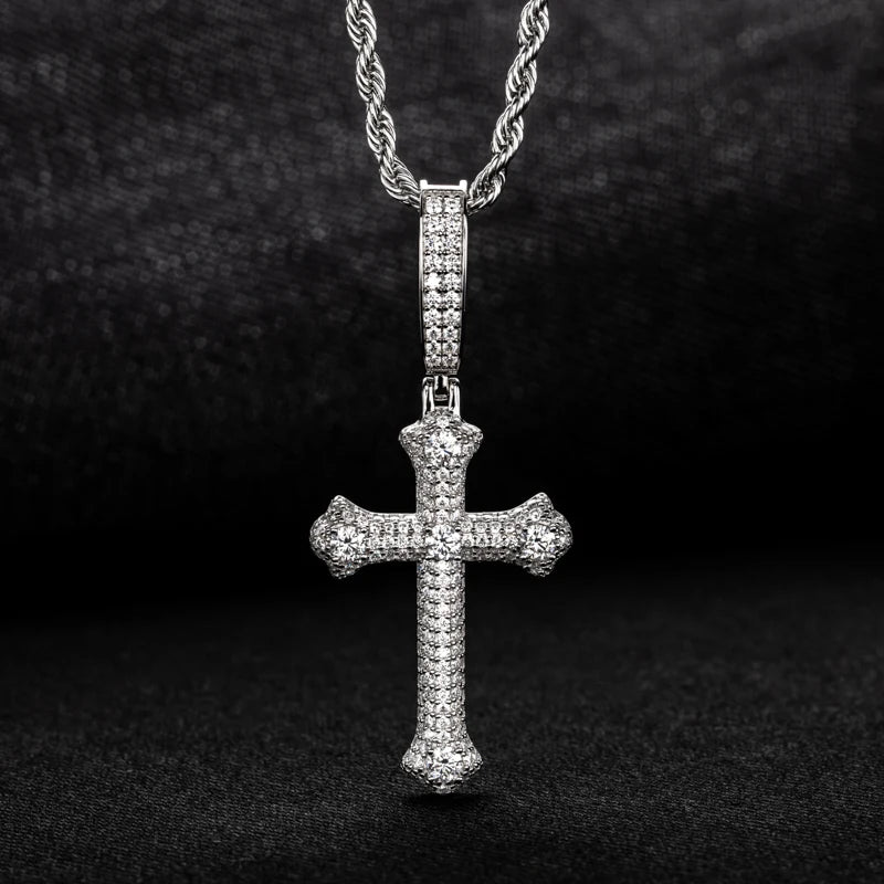 Iced Out Cross Pendant — 925 Silver