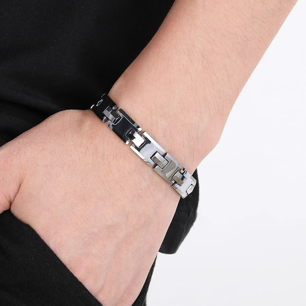 Never Scratched Tungsten Steel Men's Bracelets High Polished 10MM Width Link Chain Bracelet for Men Man Male Jewelry