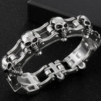 Men's Bike Chain Skull Bracelet Masculine Heavy Stainless Steel Skeleton Head Bracelets Party Accessories for Rapper