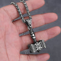 Norse Mythology Viking Thor's Hammer Men's Pendant Necklace Stainless Steel Punk Celtic Knot Necklace Jewelry
