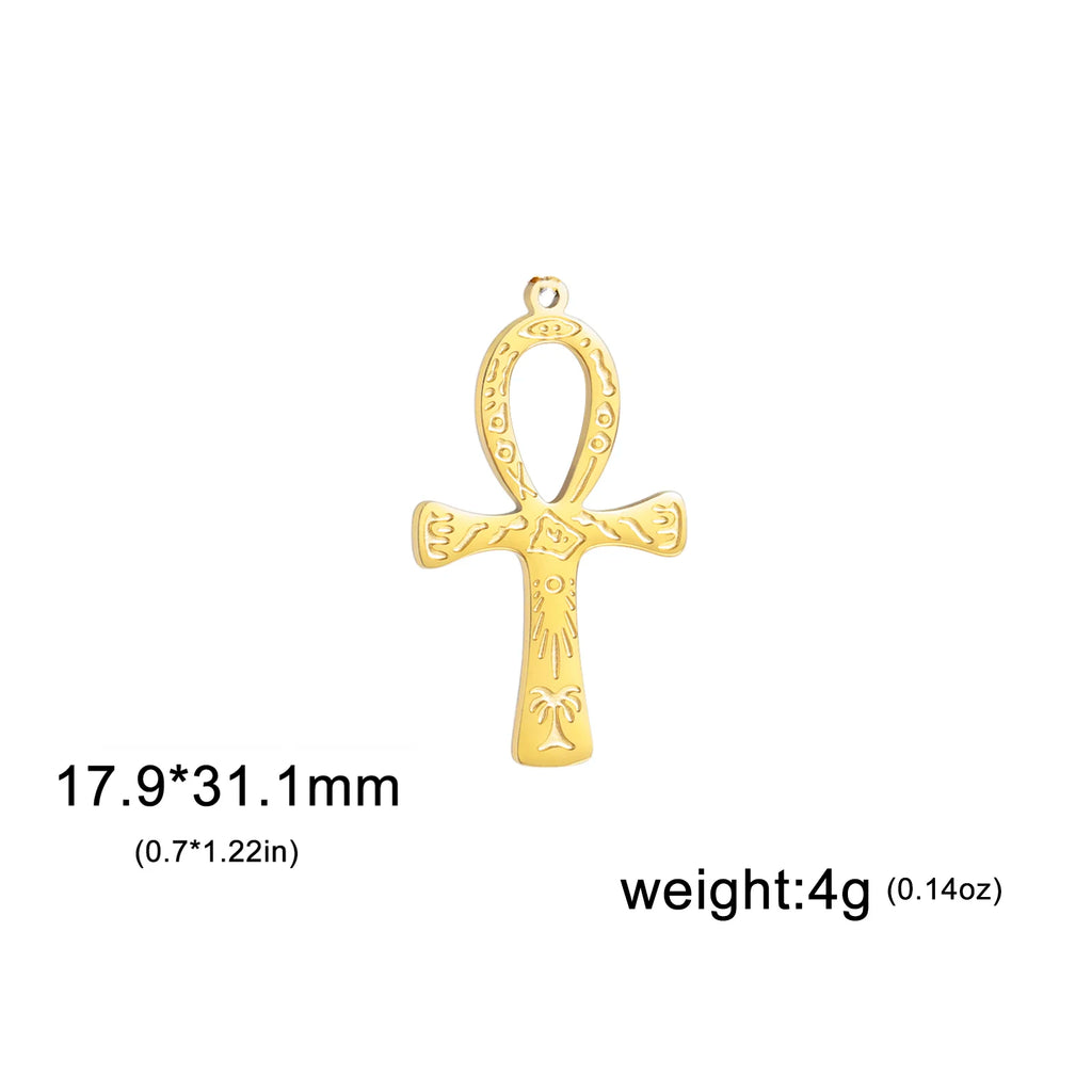 LIKGREAT Egyptian Ankh Cross Egypt Eye Pendant for Necklace Earrings Stainless Steel Eye of Horus Charms for Jewelry