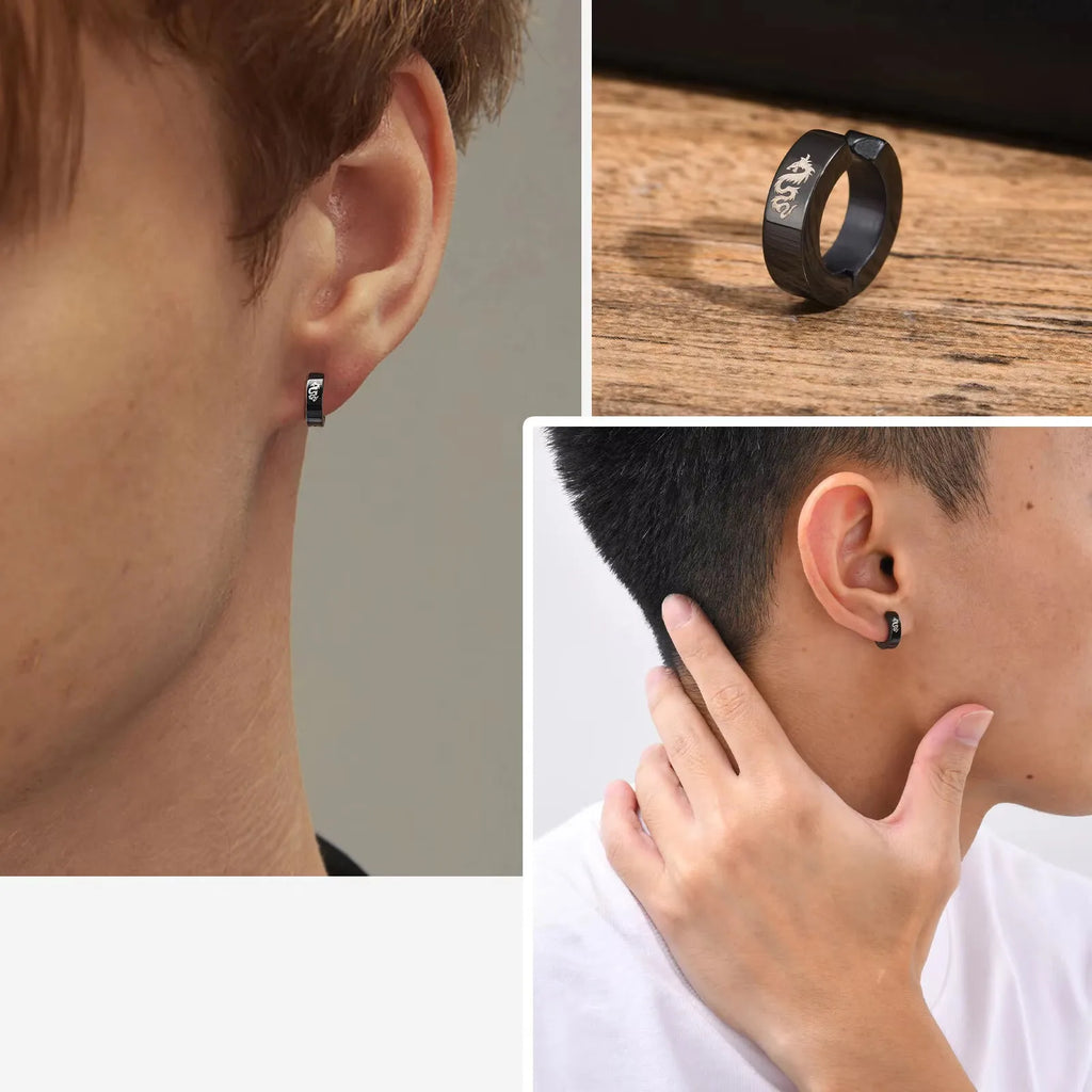 Dragon Non-Piercing Clip Earrings — Stainless Steel