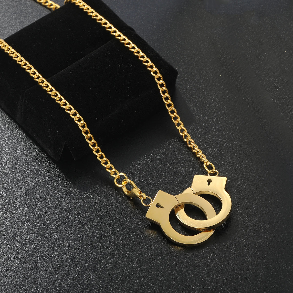 New Arrival Handcuffs Pattern Silver Color Unisex Necklace Pendant High Quality Titanium Steel Funny Special Punk Party
