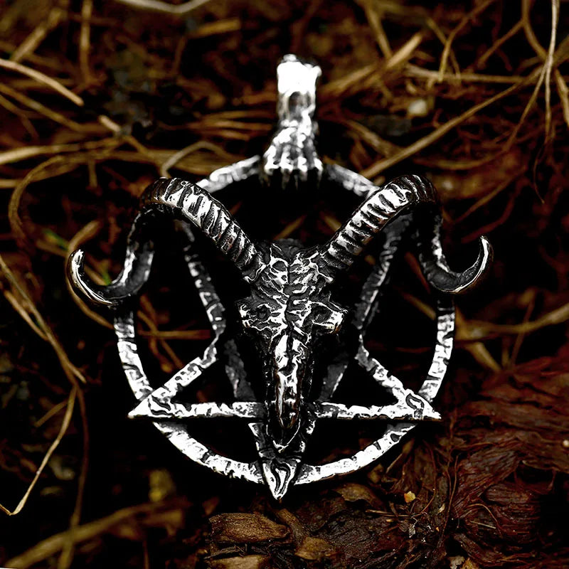 BEIER New Stainless steel Pentagram Pan God Skull Goat Head Pendant Necklace Occult Metal Vintage for Man BP8-342
