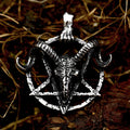 BEIER New Stainless steel Pentagram Pan God Skull Goat Head Pendant Necklace Occult Metal Vintage for Man BP8-342