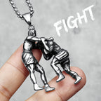 Kung Fu Combat Fight Pendant Necklace — Stainless Steel