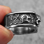 Rose Skull Ring — Stainless Steel