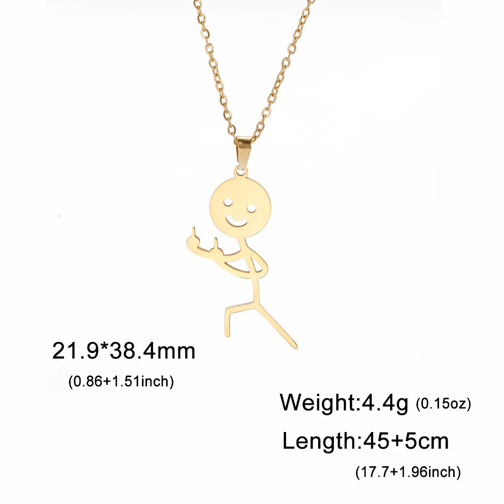 Middle Finger Pendant Necklace — Stainless Steel