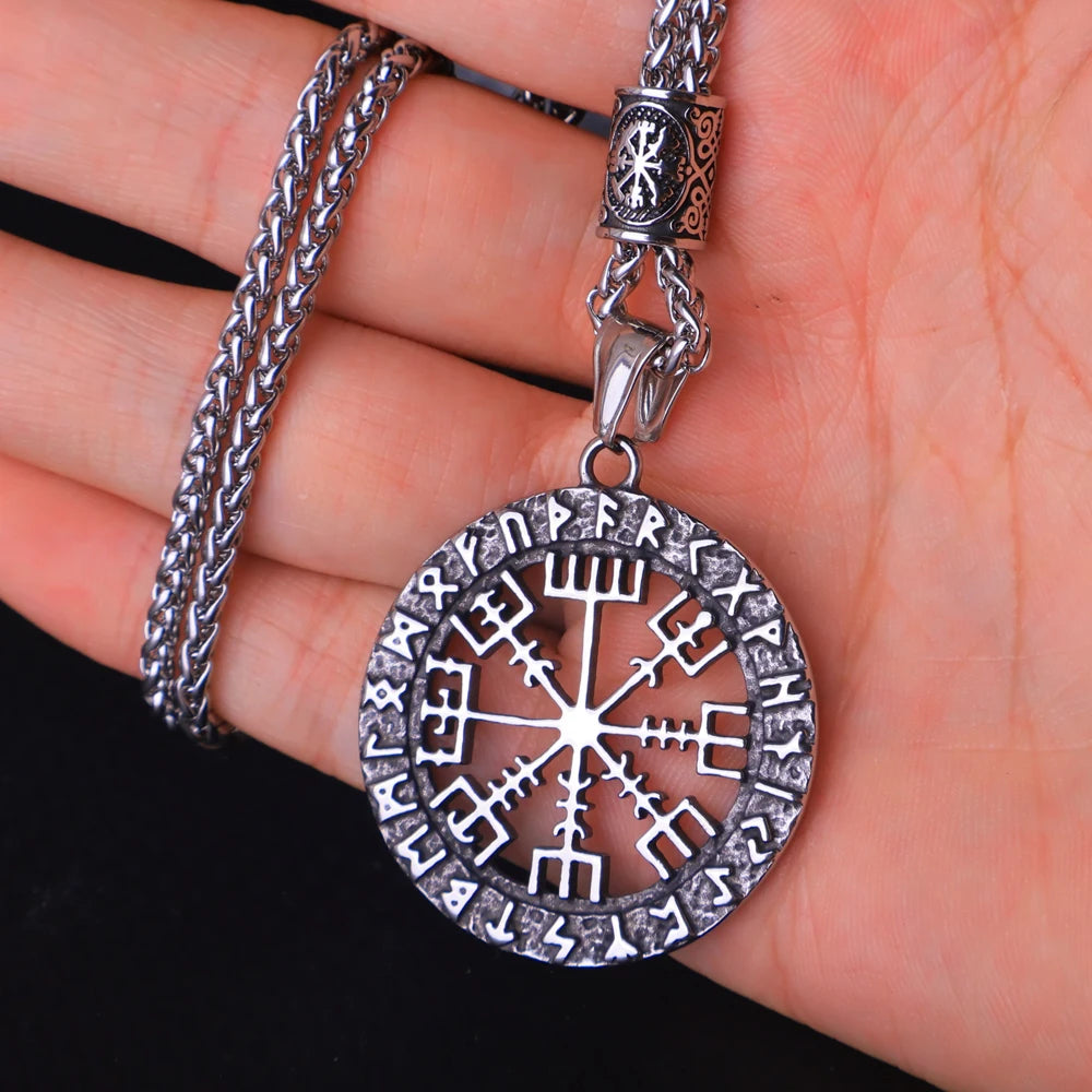 Viking Vegvisir Compass Pendant — Stainless Steel