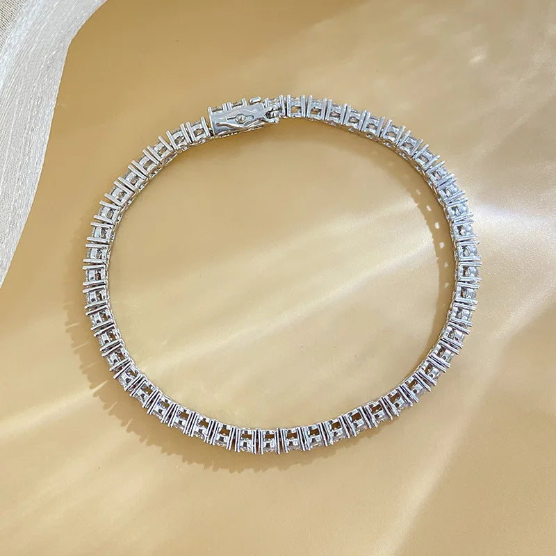 7mm 925 Sterling Silver Moissanite Bracelet 3mm D VVS1 Diamond with GRA for Women Sparkling Wedding Party Fine Jewelry