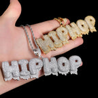 Iced Out Letter Pendant Necklace Stainless Steel