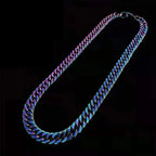 Stainless Steel Quenched Colorful Double Woven Cuban Link Chain Necklace for Men Women Hip Hop DIY Jewelry