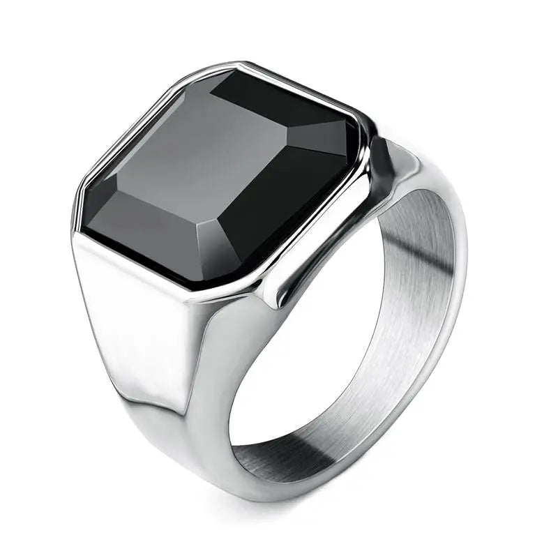 Jiayiqi Men'S Ring Punk Rock 316L Stainless Steel Signet Ring For Men Hip Hop Party Jewelry Male Wedding Gift Custom
