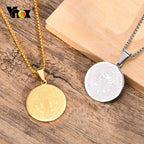 Vnox Men Saint Benedict Medal Necklace, Gold Color Stainless Steel Christian Sacramental Catholic Jewelry Gift,with Box
