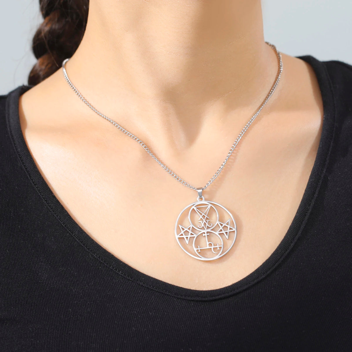 Sigil of Lucifer Lilith Seal Pendant Necklace — Stainless Steel