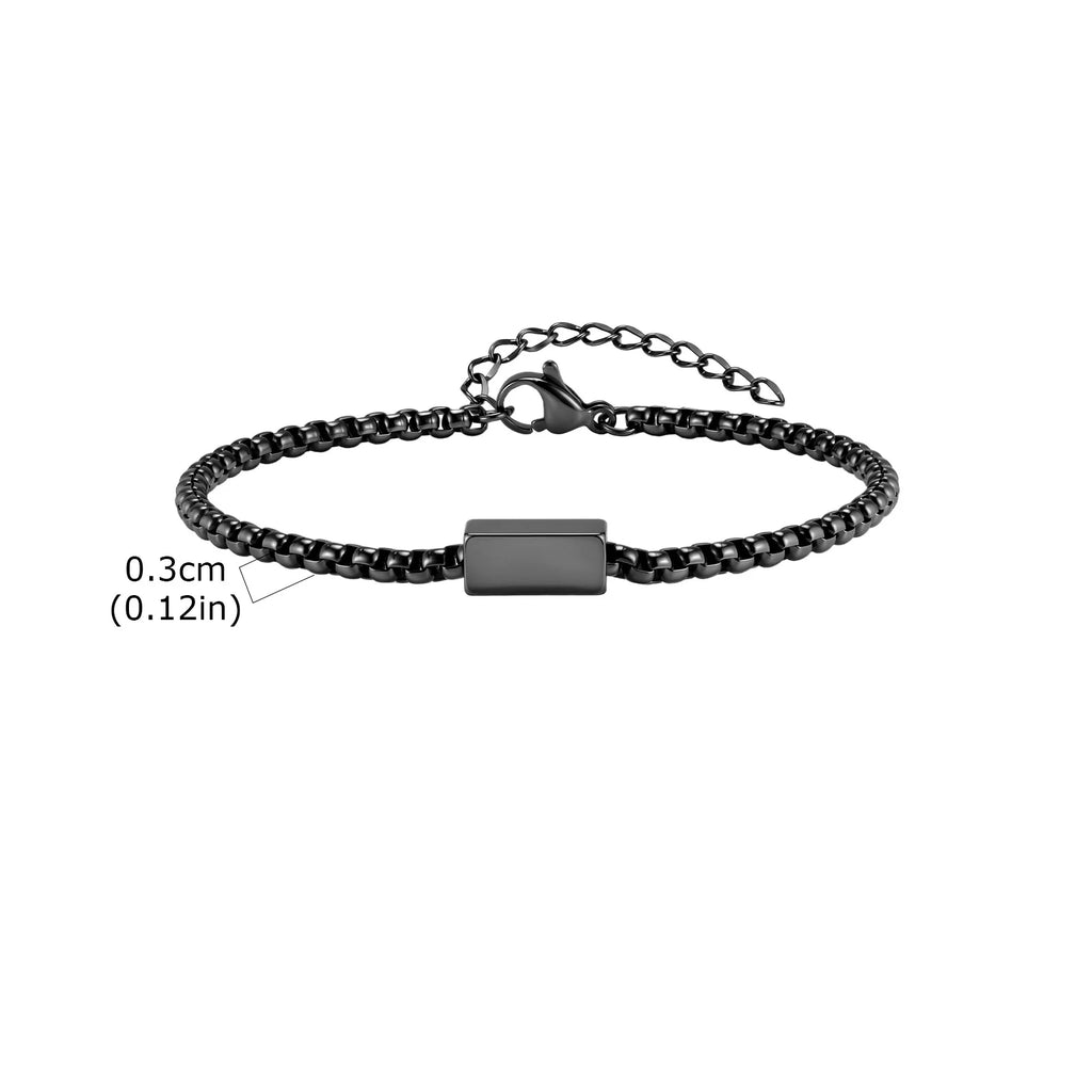 Square Tube Box Chain Bracelet — Stainless Steel