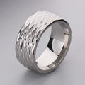 Waterproof Vacuum Plated Blue Gold Color 316l Stainless Steel Rings for Man 10mm Width Rhombus Design Mens Ring Fashion