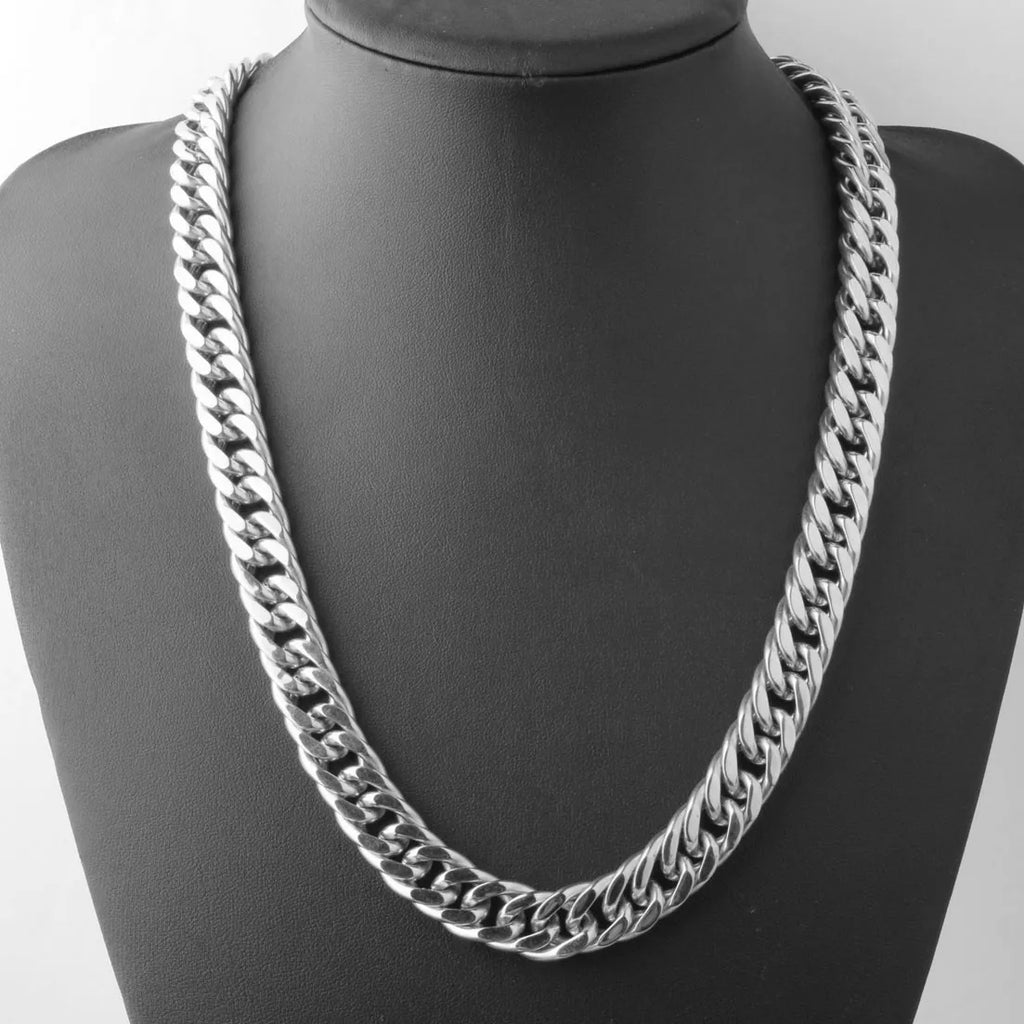 Silver Cuban Link Necklace 8-18mm — Silver