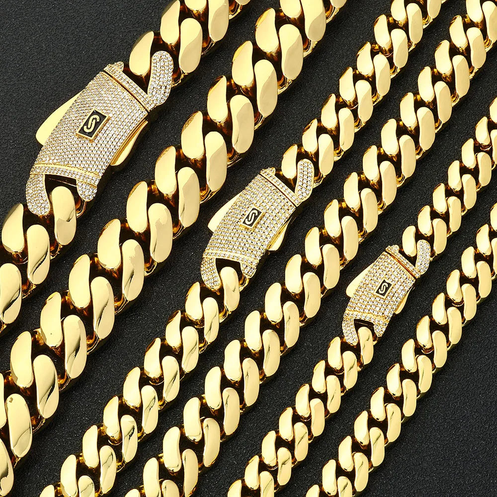 Gold Monaco Chain Necklace 12/15/20MM