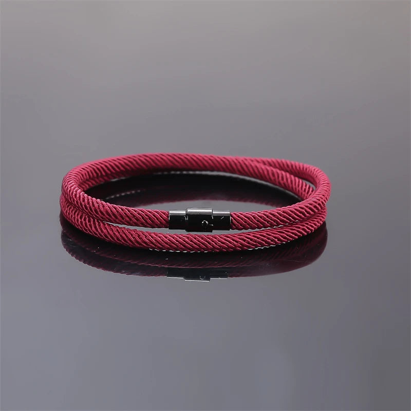 New Minimalist Men's Rope Bracelet Double Layer Survival Bracelet Accessories Boyfriend Gift Magnet Buckle Men's