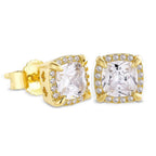 Two-Tone Iced Out Square Stud Earrings Multicolor