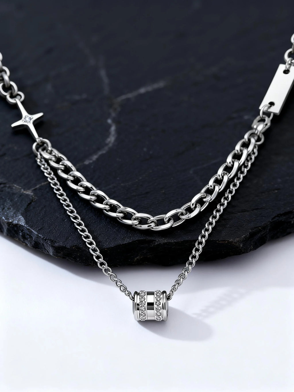 Double Cuban Chain Choker — Stainless Steel