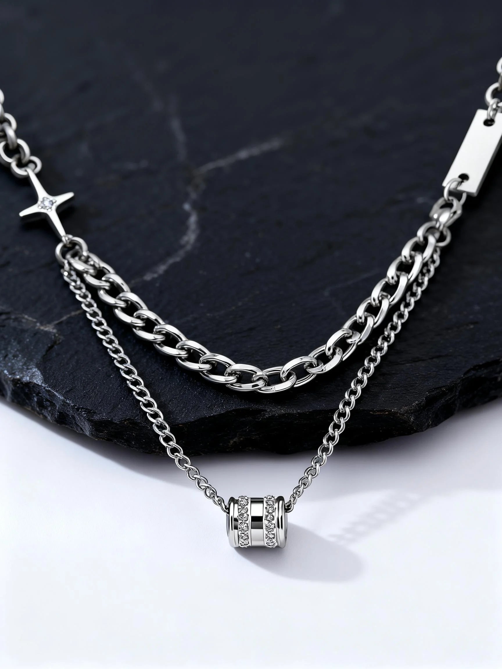 Double Cuban Chain Choker — Stainless Steel