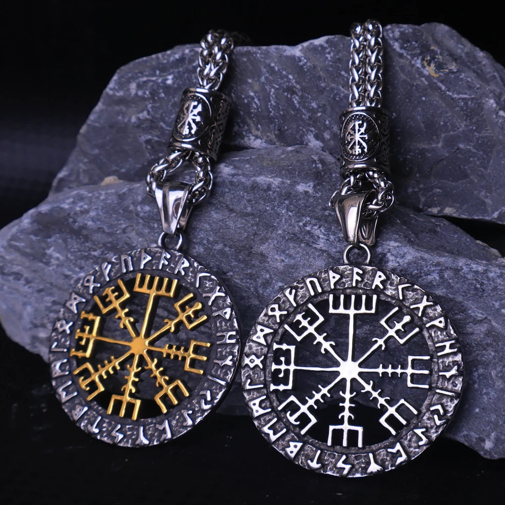 Viking Vegvisir Compass Pendant — Stainless Steel