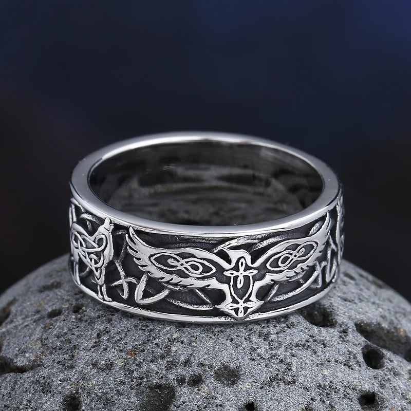 Fashion Good Polished Personality 2023 New 316L Stainless Steel Viking Birds Ring For Man Women Animal Jewelry For Teens