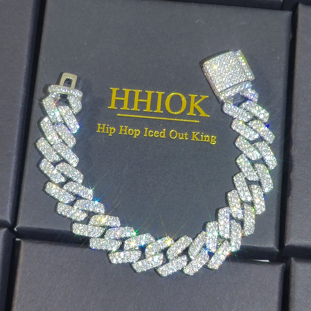 14mm Hip Hop Iced Out Cuban Link Bracelet Bling 5A Cubic Zirconia Miami Prong Bracelets Fashion Jewelry Gift for Men Women