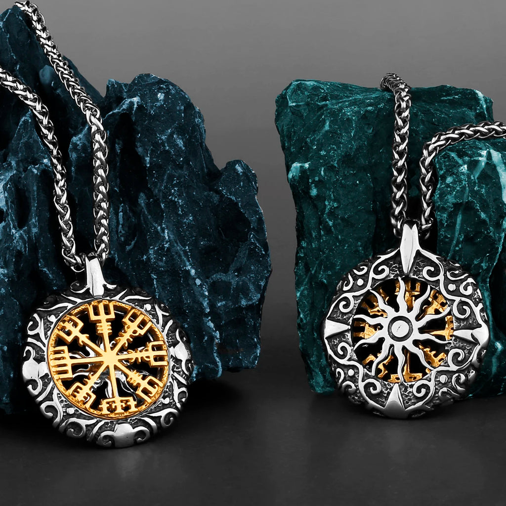 Viking Rune Hollow Amulet Pendant — Stainless Steel