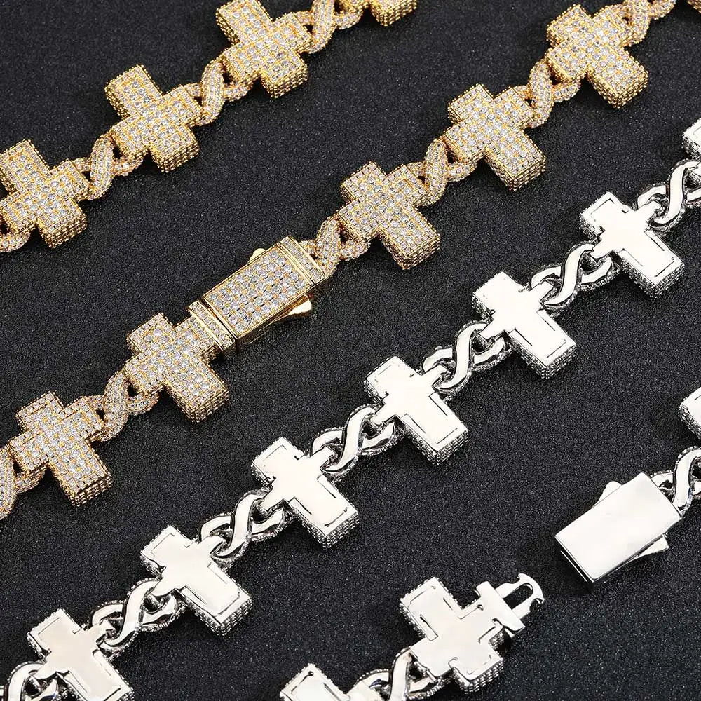 Iced Out Cross Infinity Bracelet CZ Cuban