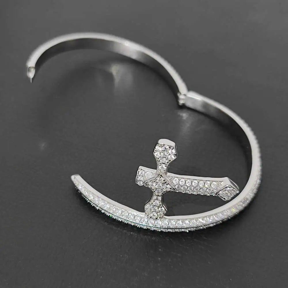 Iced Out Sword Bracelet Gold 18K