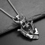 Viking Horned Skull Pendant Necklace — Nordic