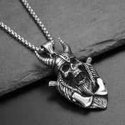 Viking Horned Skull Pendant Necklace — Nordic