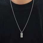 Vnox Wrinkle Geometric Necklace for Men, Stainless Steel Rectangular Pendant Box Chain Necklaces, Punk Jewelry Halloween Gifts