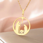Angel Star Prayer Talisman Pendant Necklace — Stainless Steel