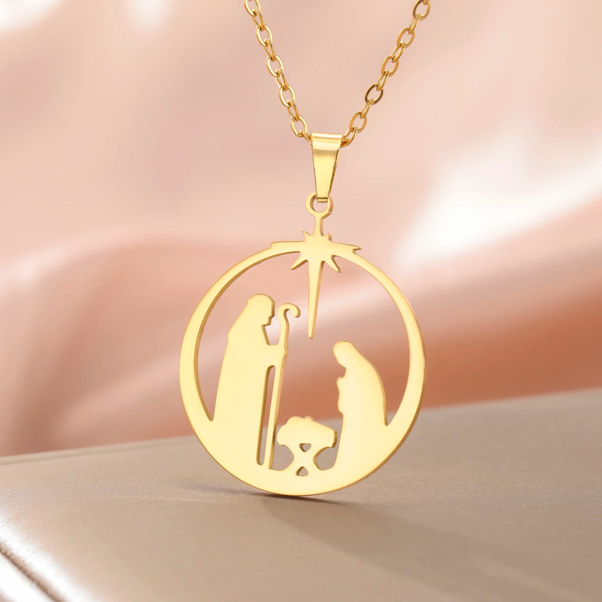 Angel Star Prayer Talisman Pendant Necklace — Stainless Steel