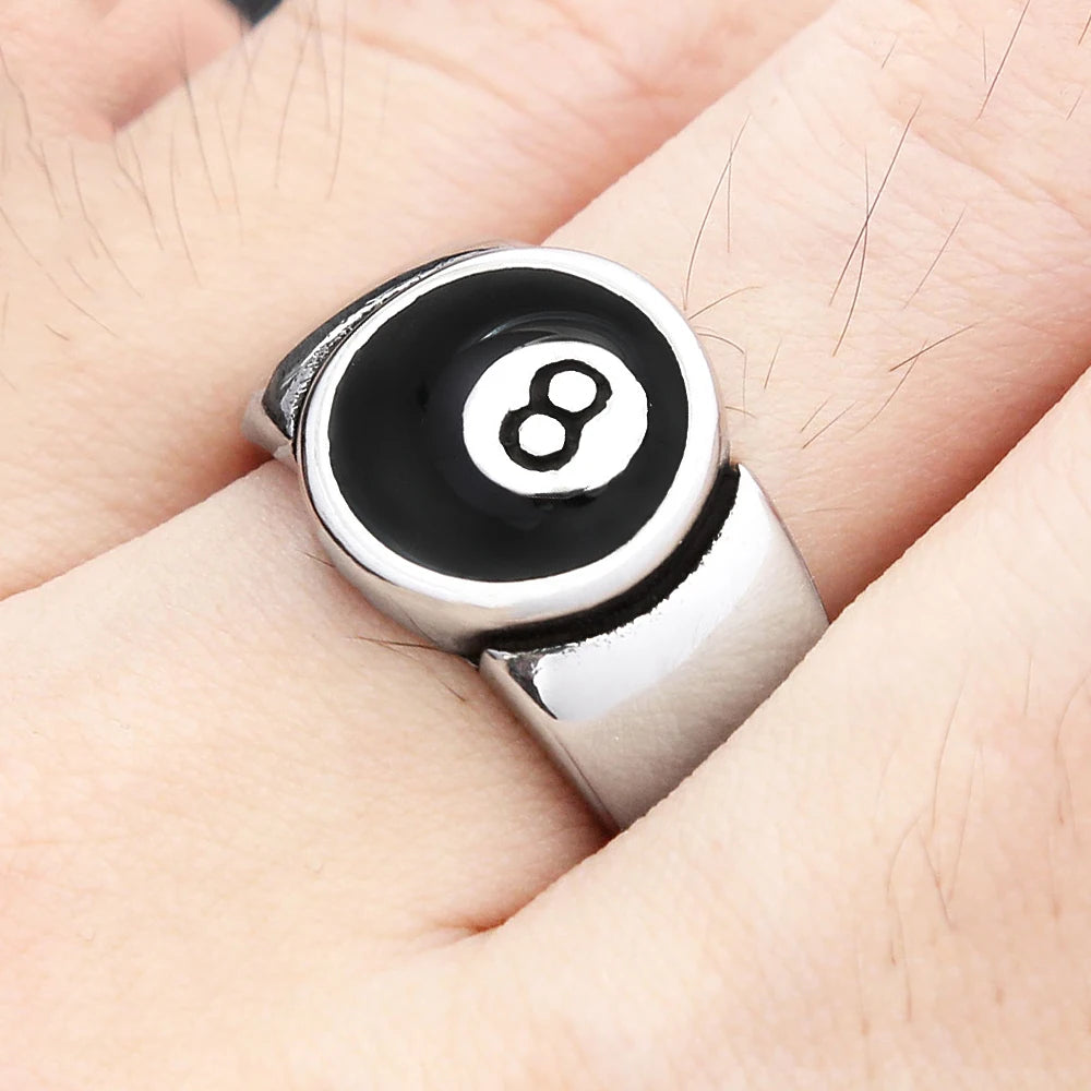 Black Ring Punk Number Rock Eight Billiard Ball