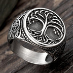 Viking Tree Of Life Ring 316L Stainless Steel Distressed Grey Norse Mythology Symbol Retro Hip Hop Men Hand Jewelry For Male Hot
